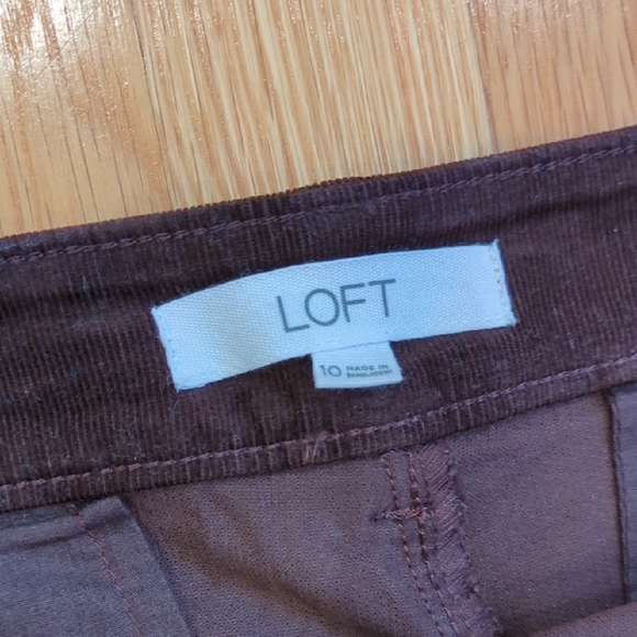 Ann Taylor LOFT Brown Corduroy Palmer Pant Wide Leg Patch Pocket Sz 10 - Picture 2 of 9